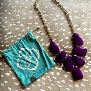 NWOT Kendra Scott Harlie Silver Statement Necklace in Purple